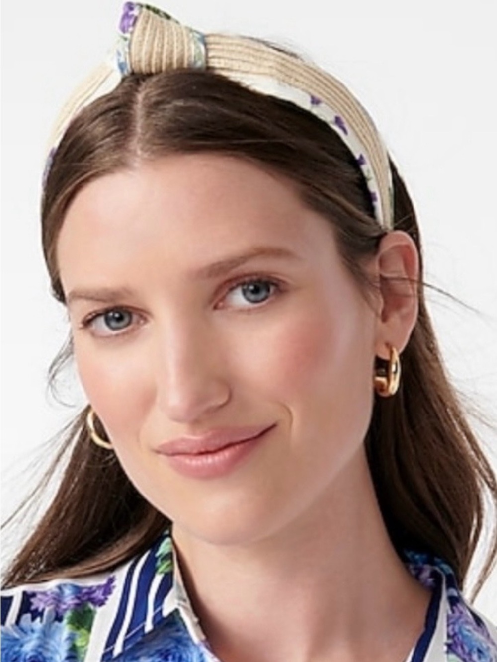 J.Crew Liberty Straw Knot Headband Lavender Cloud Raffia Floral Coquette NWT